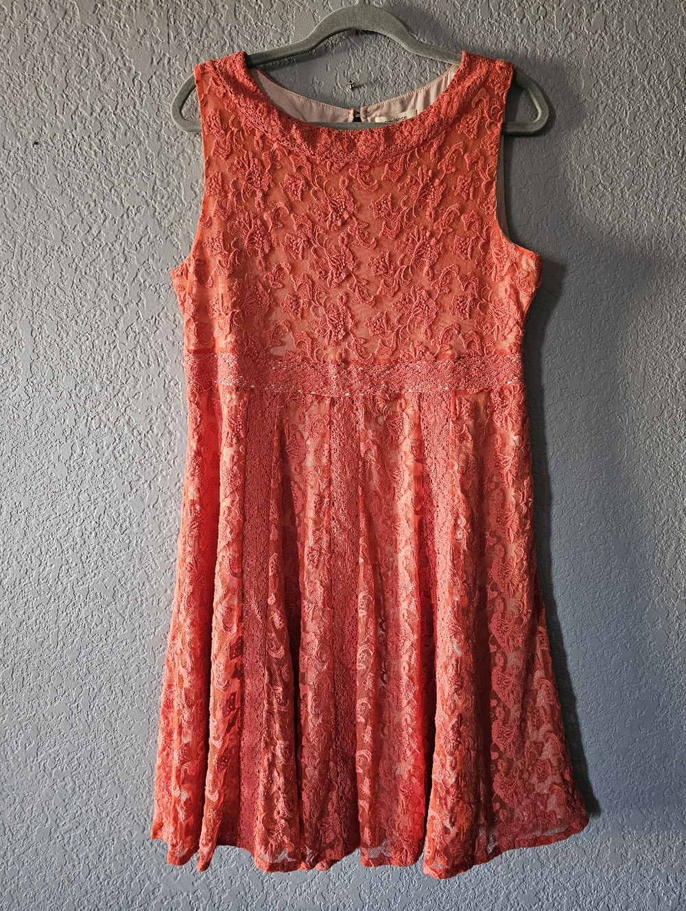 Sundance Coral Lace Fit-and-Flare Dress
